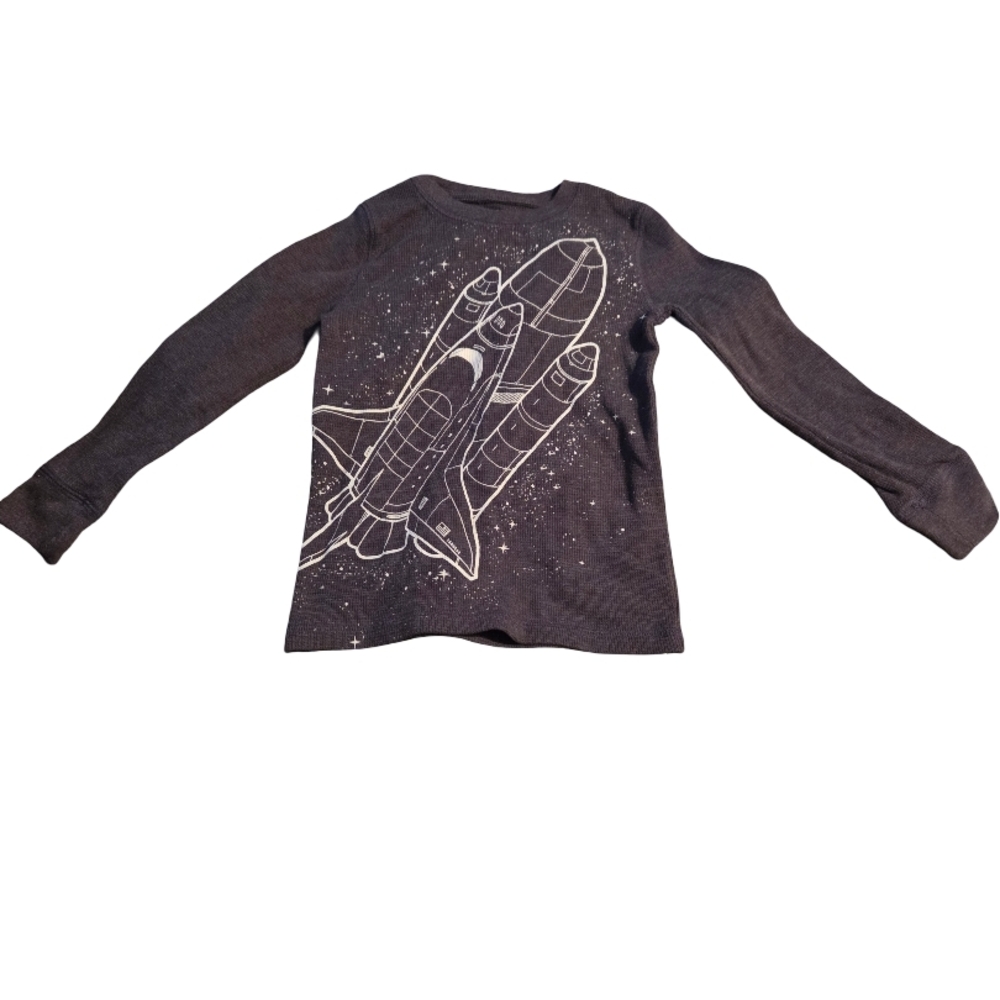 Jumping Beans Black Space Rocket Long Sleeve Tee